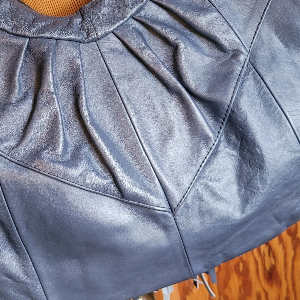 Vintage Blue Leather Fringe Shoulder Bag - Picture 8 of 14